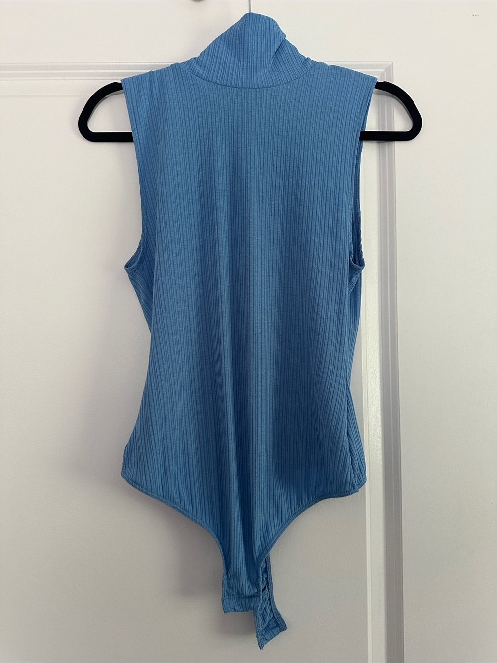 Free People Ribbed Sleeveless Turtleneck Bodysuit - Light Blue